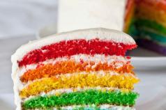 इंद्रधनुष्य रंगाचा स्पंज केक कसा बनवायचा, फोटोंसह चरण-दर-चरण कृती
